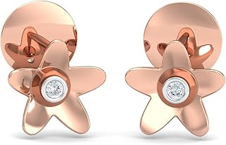 kuberbox 14KT/18KT Rose Gold Diamond Aatirah Dainty Stud Earrings for Women-picture-11