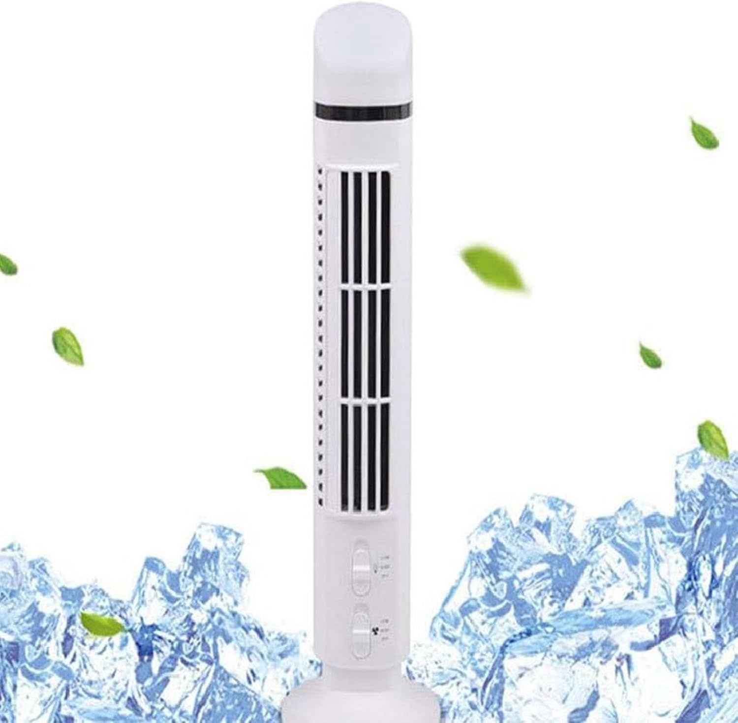 Aramox 90 Degree Oscillating Tower Fan Light, Bladeless Tower Fan Oscillating USB Desk Fan with Light for Home Bedroom Office (White)