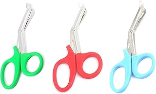 3 PCS (RED & NEON Green & Teal) Paramedic Utility Bandage Trauma EMT EMS Shears Scissors 5.5 INCH Stainless Steel (PC Brand)