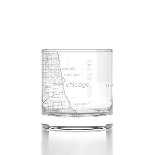 Well Told Engraved Chicago Illinois Map Rocks Glass, Old Fashioned