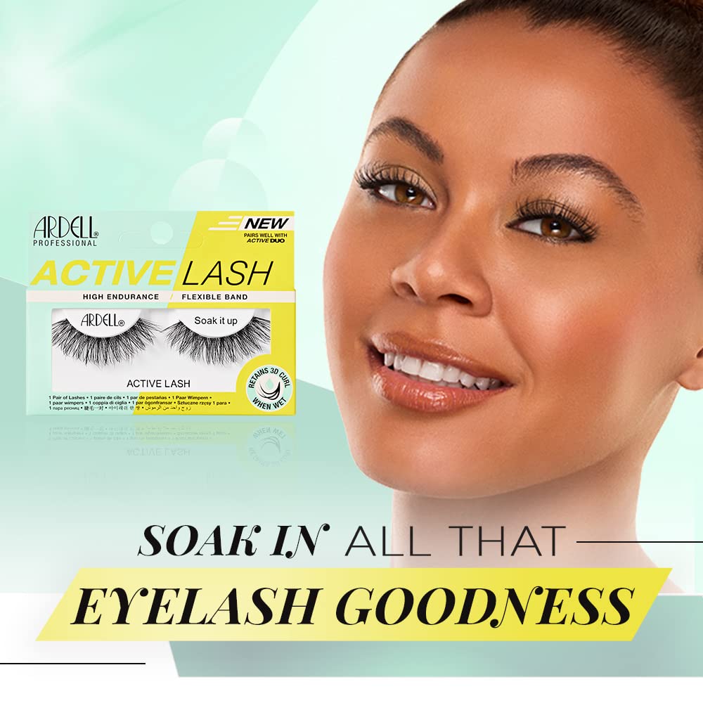 Ardell Active Lash Soak It Up False Eyelashes, Water-resistant, Medium Volume and Length, Vegan Friendly, 1 Pair (Pack of 1) - Image 3