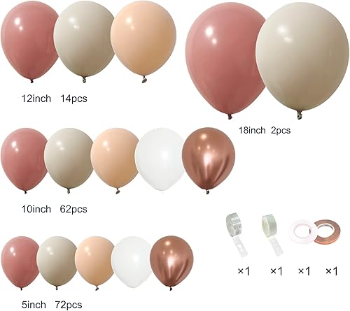 Miniatura 3 de PERPAOL Kit de arco de guirnalda de globos rosa polvoriento, rosa rubor, 154 piezas, y kit de guirnalda de globos pastel de PERPAOL de 146 piezas