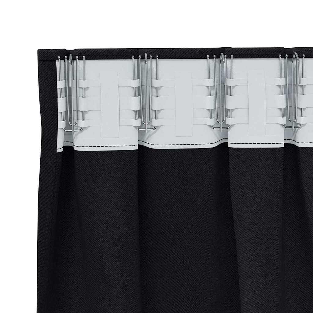 vidaXL Cortinas Opacas con Anillas 2 uds. Negro 260 x 140 cm Poliéster