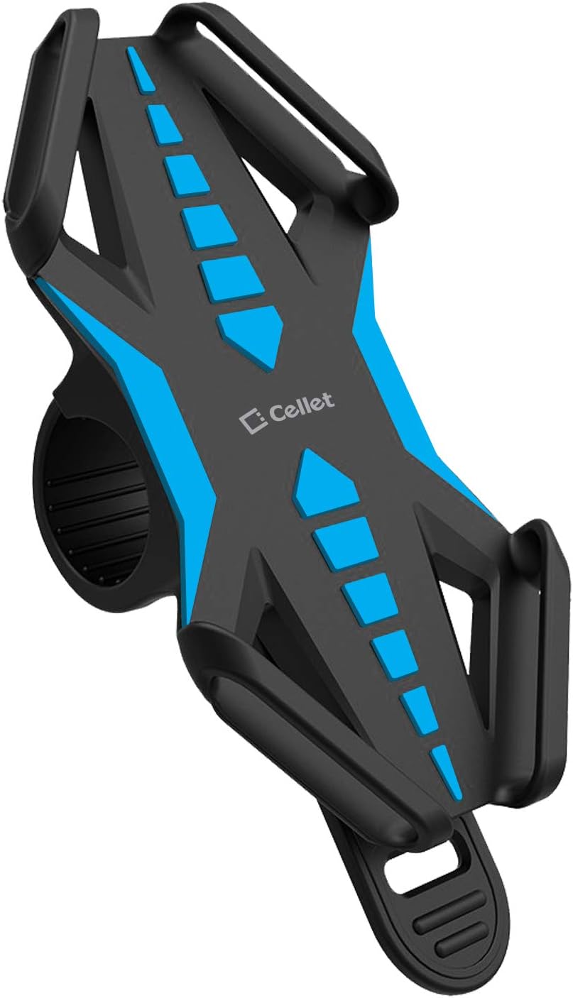Cellet Bike Phone Mount, Universal Bicycle, Motorcycle Holder Mount Compatible for Apple iPhones, Samsung Galaxy, Google Pixel, Moto Series Smartphones (Blue)