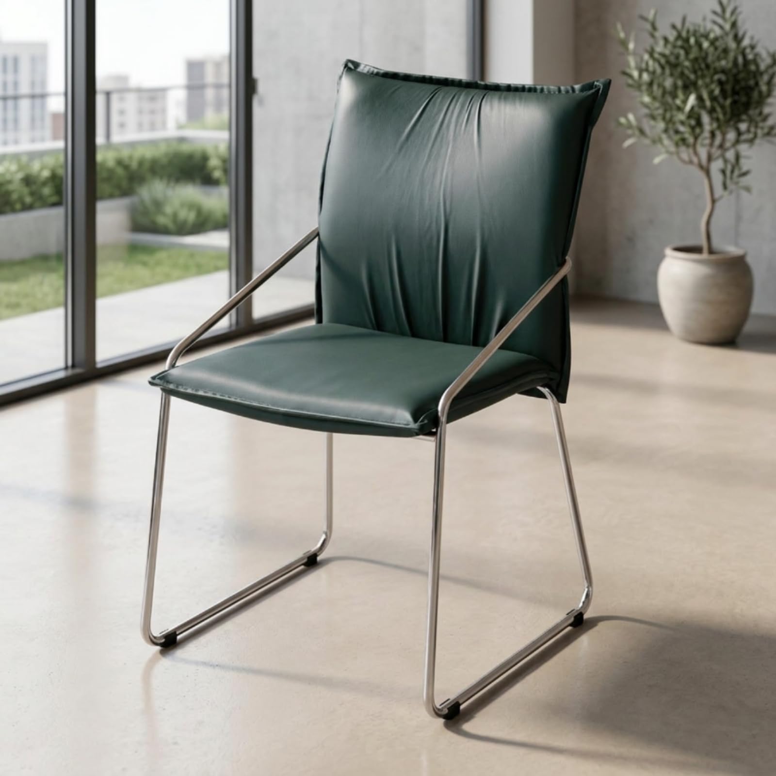 F Fityle Silla de Comedor de Media Centuria Silla Acolchada Silla de Diseñador Silla de Metal Respaldo Curvo Que Sostiene la y Base Estable de Metal, Negro