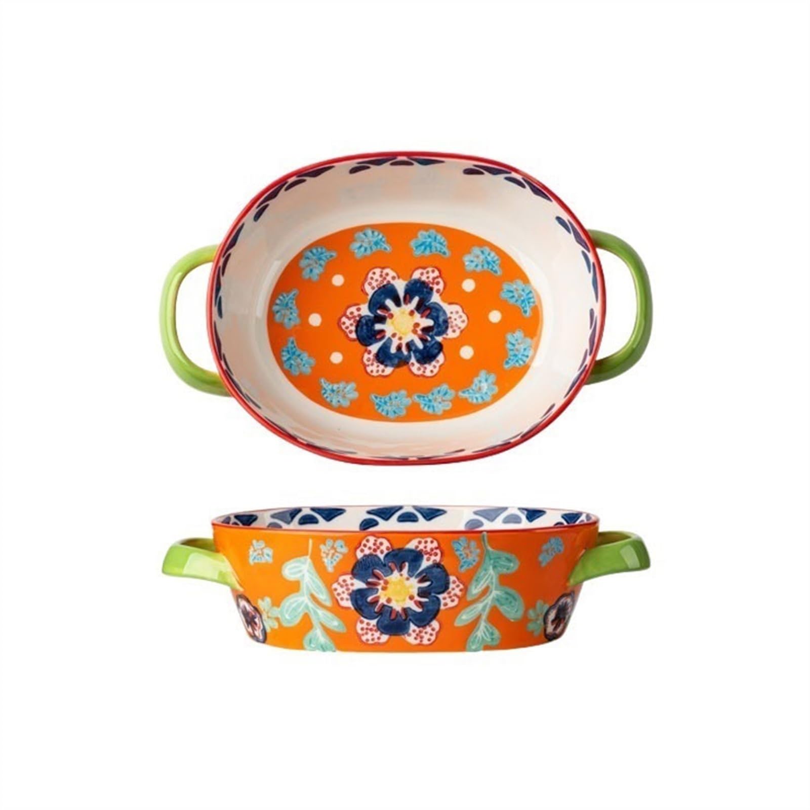 Forma do pieczenia ceramiczna kreatywna podkładka pod glazurę kolor naczynia odporne na wysokie temperatury blacha do pieczenia talerz obiadowy podwójne ucho talerz na zupę talerz na owoce do użytku