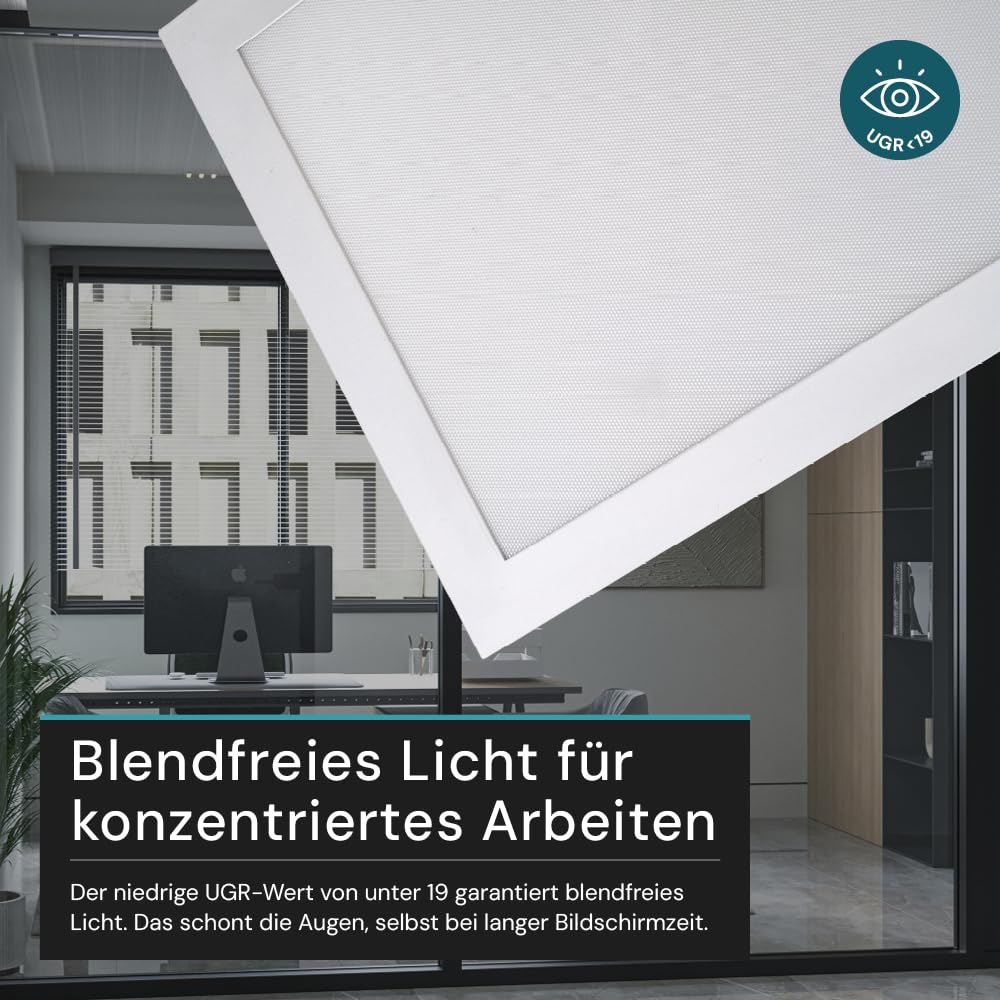 LUXULA 2er Pack LED Panel 100x25cm Weiß, 40W 4400lm, 3000-6500K dimmbar, Deckenlampe LED mit Fernbedienung, UGR<19 blendfrei, Deckenpanel dimmbar, Deckenleuchte flach, Deckenlampe lang