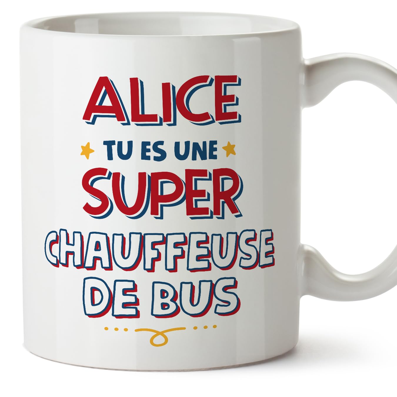 MUGFFINS Personalised Mug for Bus Driver Woman - in French - Tu ES Super - Funny Custom Gift for Colleagues - Ceramic 11oz Mug — image 1
