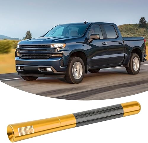 Vista 65 de BESULEN Antena corta para automóvil, antena de radio de aluminio de fibra de carbono de 4.7 pulgadas con bandera estadounidense para recepción