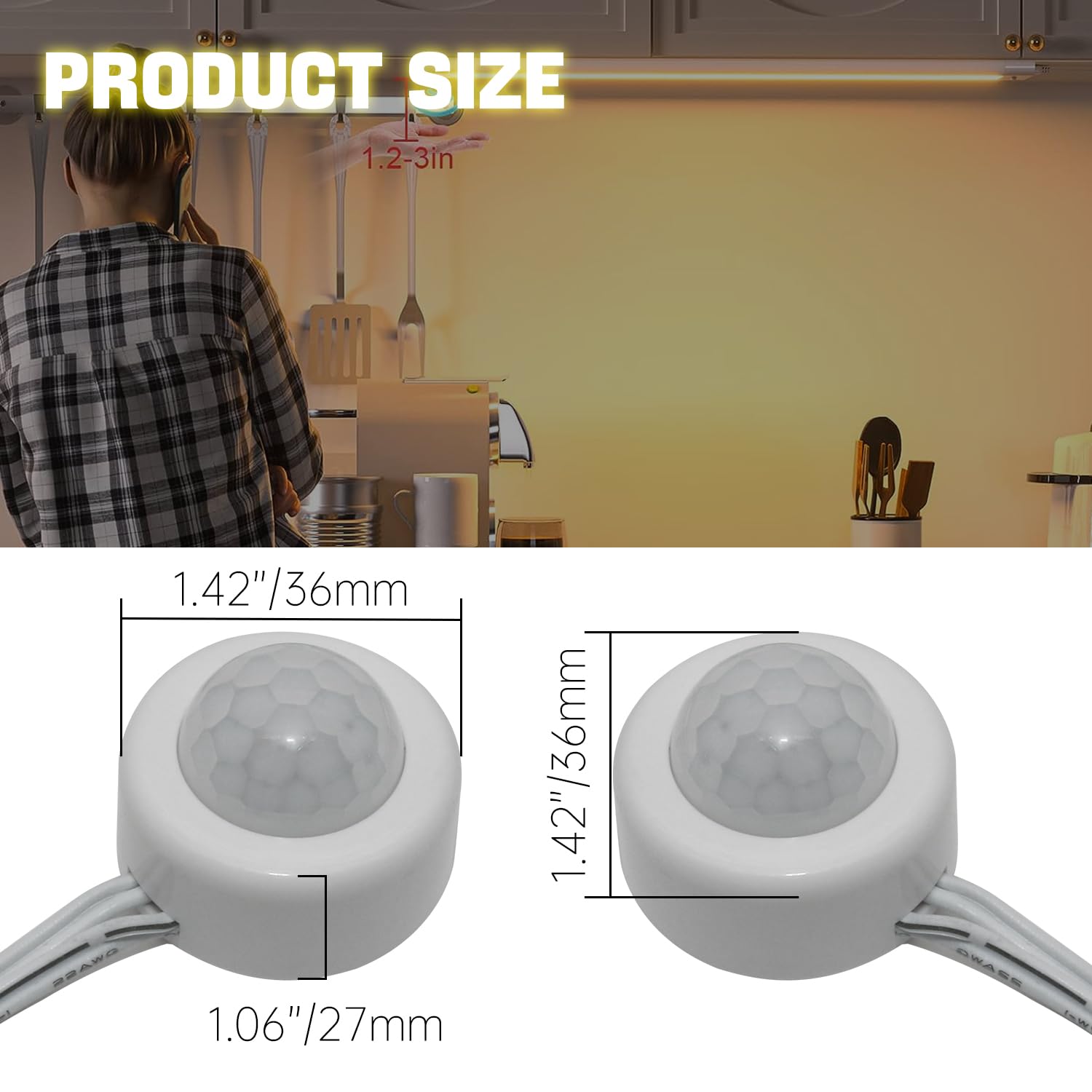 2Pcs PIR Motion Sensor Switch, DC 5-24V 2A Infrared Activated LED Switch Controller for LED Strips Wall Light, White