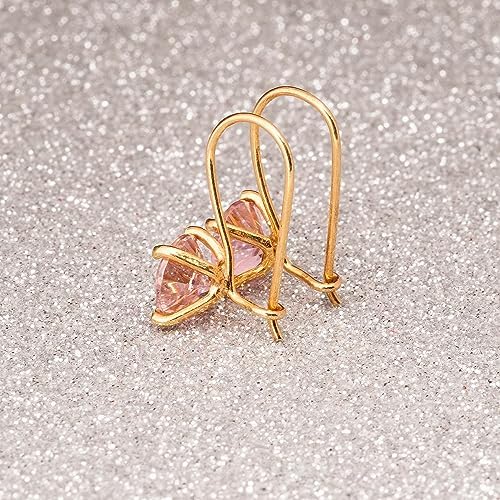 Orecchino in quarzo rosa argento placcato oro. Orecchino in argento sterling 925 con quarzo rosa.