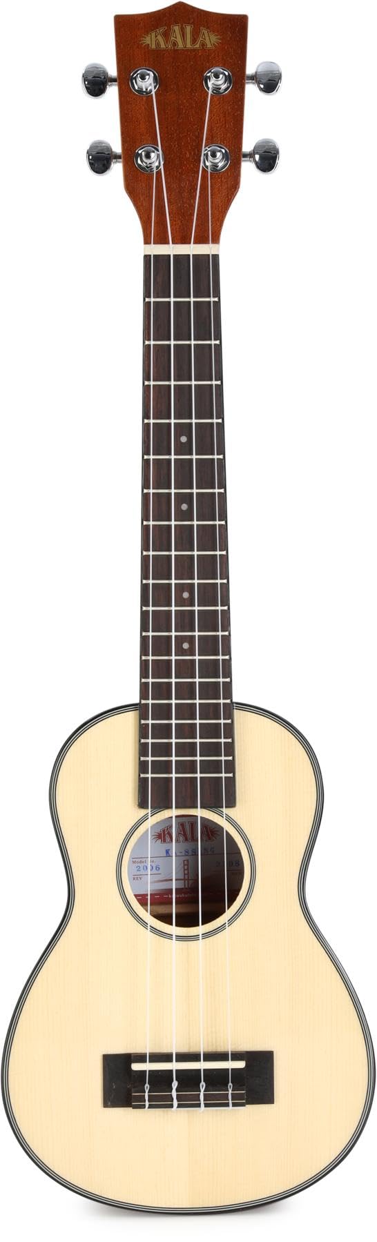 Kala KA-SSLNG Soprano Long Neck - Solid Spruce Top / Mahogany Ukulele, Natural, Soprano