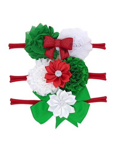 Miniatura 2 de BBTDIN Diadema de flores de Navidad para bebé lazo para el cabello de las niñas lazo para el cabello de las flores tocado de Navidad para bebé BHC02