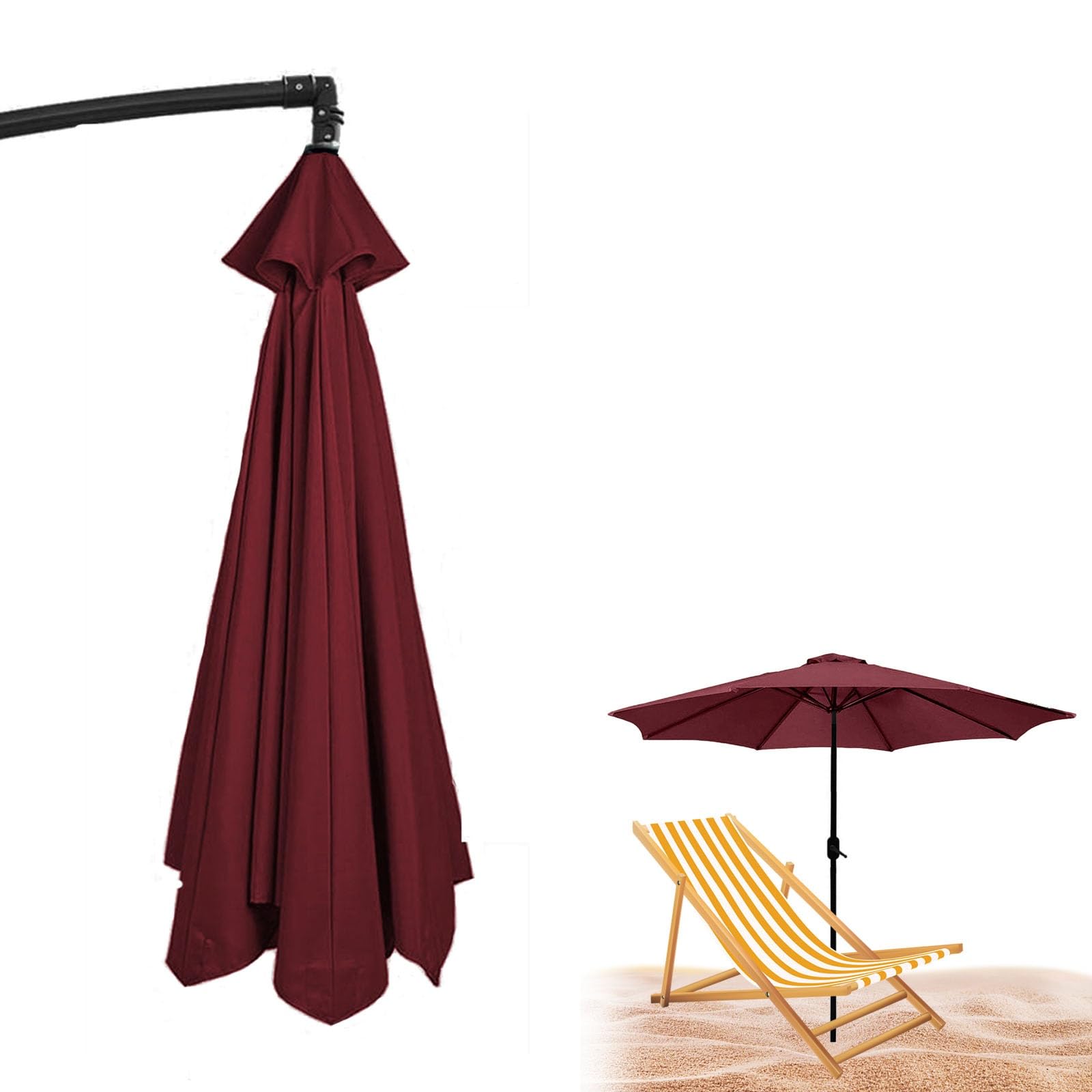 Pink Palm 6.5ft 7.5ft 8.2ft 8.8ft 9.8ft 11.5ft Umbrella Replacement Parasol Canopy, Replacement Fabric Cloth Cover Fit 6/8 Ribs Offset Hanging Umbrella(Burgundy,8ribs-300cm(9.8ft))