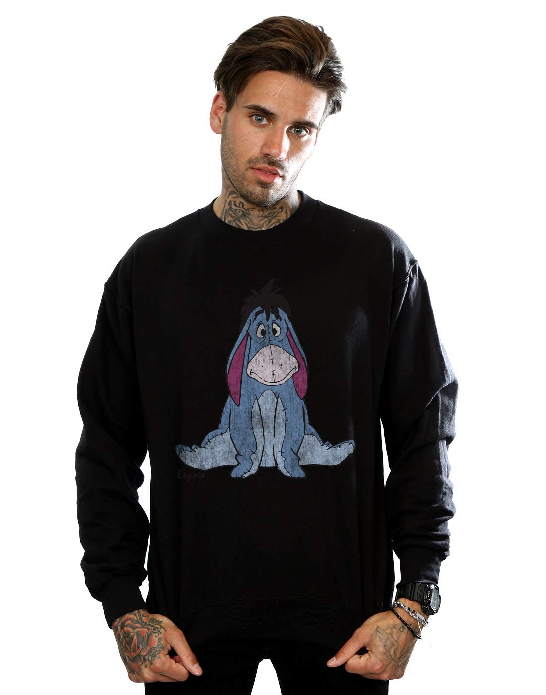 Disney Men's Winnie The Pooh Classic Eeyore Sweatshirt Black Small