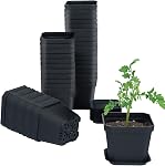 30Pcs 4" Pot de chambre de bébé avec des soucoupes Pots de plantation de fleurs noires, carrées