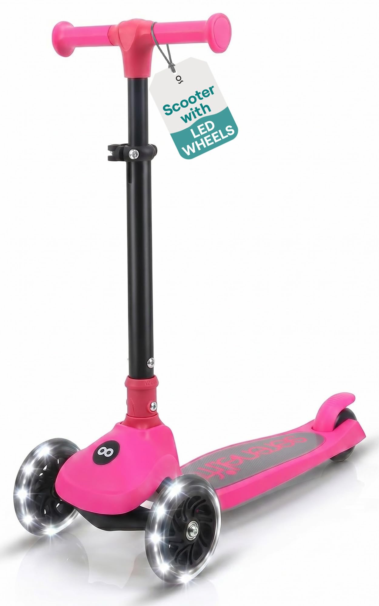 SereneLife Monopattino Bambino Pieghevole, Monopattino Bambina a 3 Ruote con Luci LED, Manubrio Regolabile e Freno, Monopattino a 3 Ruote, Scooter per Bambini e Bambine dai 3 Anni fino a 50 kg
