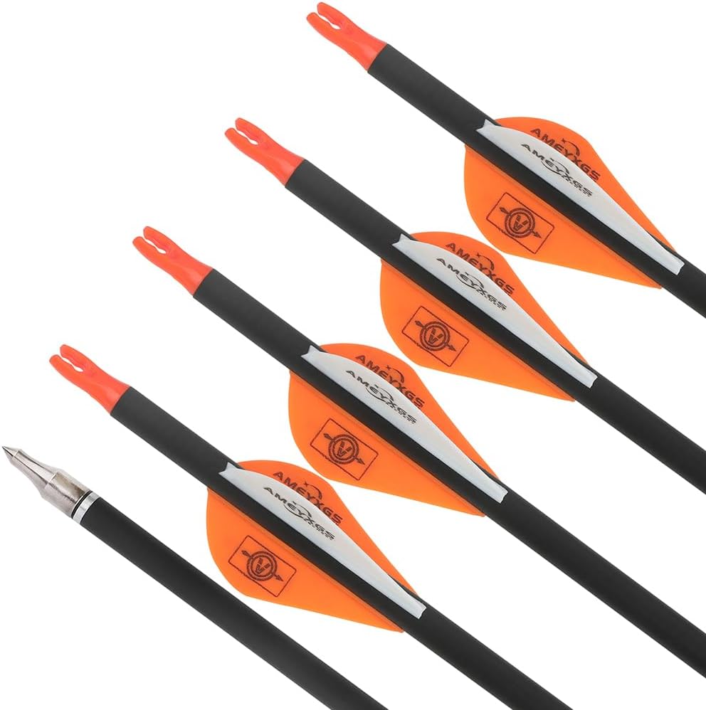 30" Pure Carbon Arrows Archery Practice Hunting Arrows Spine 300 350 400 500 600 Targeting Arrows with Removable Tips for Compound & Recurve & Long Bow 6/12 Pcs