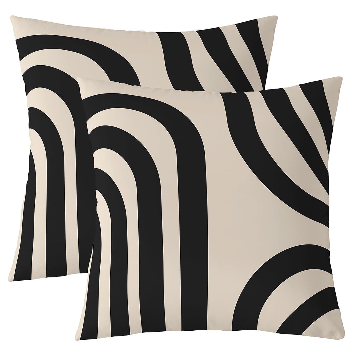 Homemissing Black and Beige Stripes Pack of 2 Cushion Covers 60x60 cm