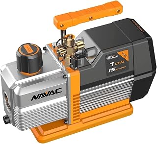 NAVAC Dual-Stage HVAC Vacuum Pump – AC Motor with Forced Oil Circulation, Oil-Mist Filter, 15 Micron Ultimate Vacuum, Pro Series