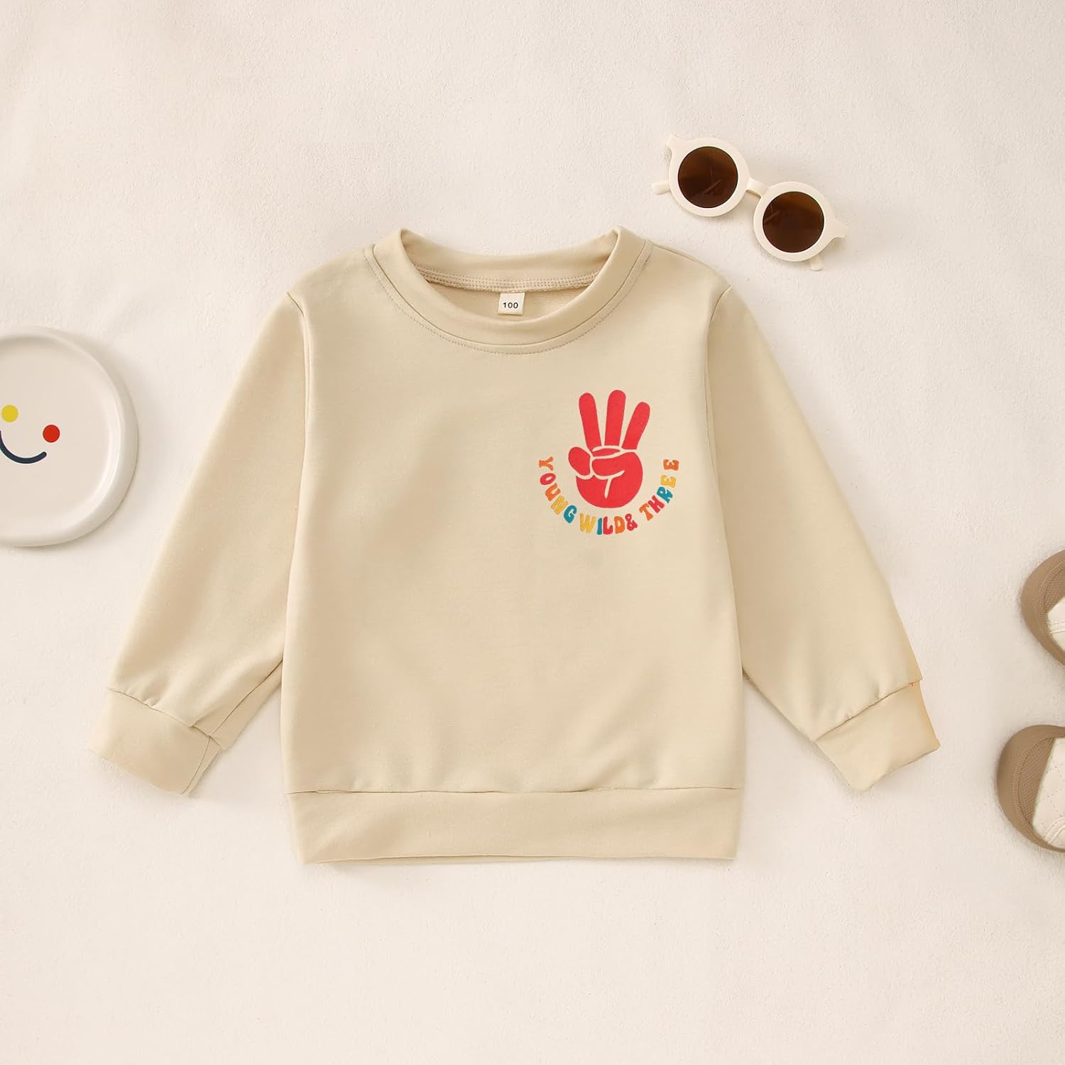 MODNTOGA Young Wild and Three Shirt Toddler Girl Third Birthday Sweatshirt 3rd Birthday Crewneck Outfit 3T B-Day Party Tops - Image 6