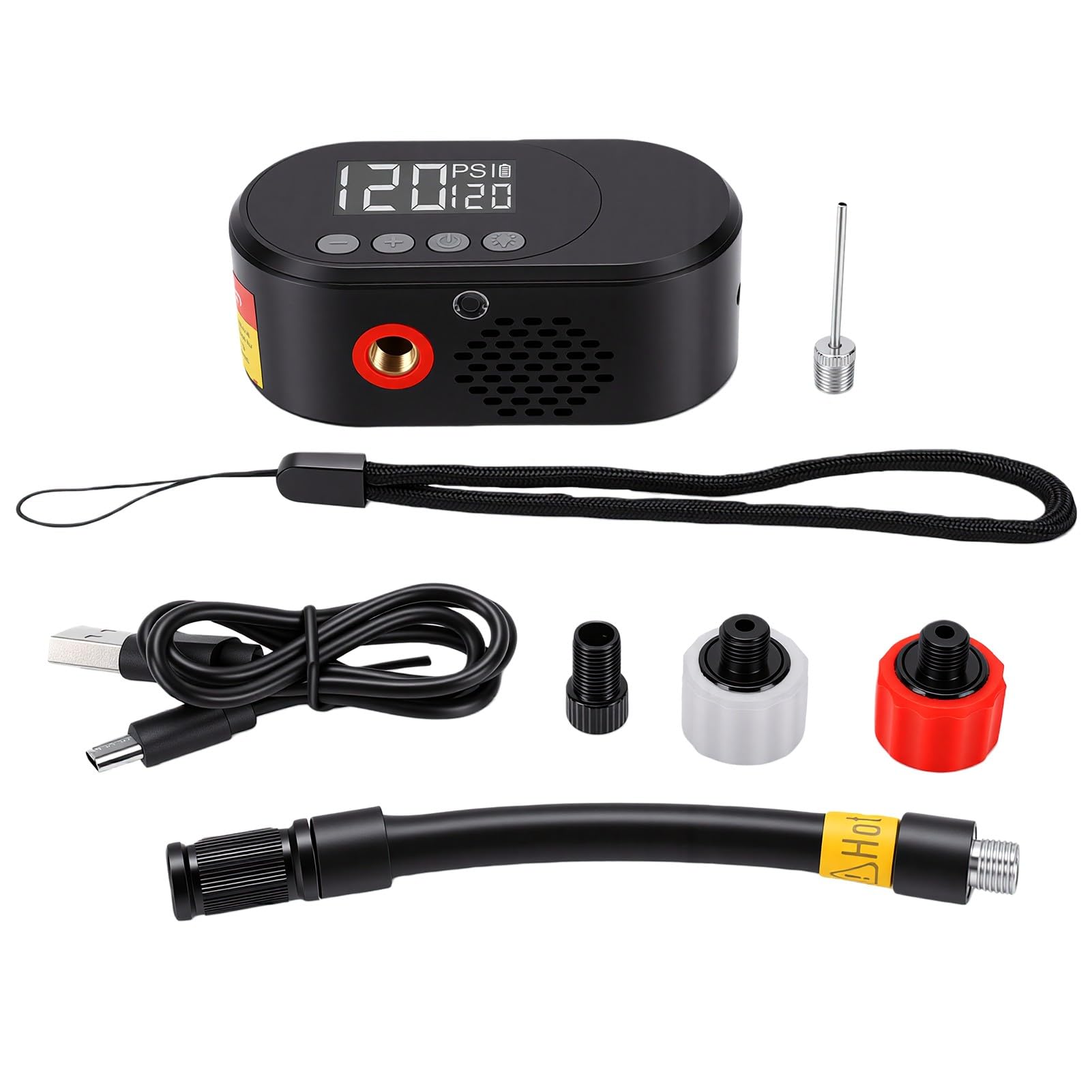 Irfora Pompe à Air électrique Portable pour Mini Vélos, Gonfleur de Pneus Compact avec écran LED Intelligent, adapté aux Vannes Presta et Schrader