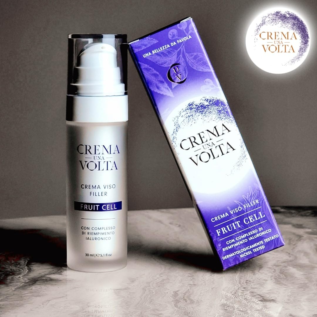 CremaUnaVolta Crema Viso Filler - Fruit Cell - con Acido Ialuronico e Cellule Vegetali – Idratante, Anti-età, Rimpolpante e Illuminante – Pelle Secca, Sensibile e Spenta – 30 ml