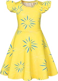 Girls Disgust Costume Cartoon Joy Costume Dress up Flutter Sleeve Dress Halloween Cosplay Party Outfit for Kids - Buy now