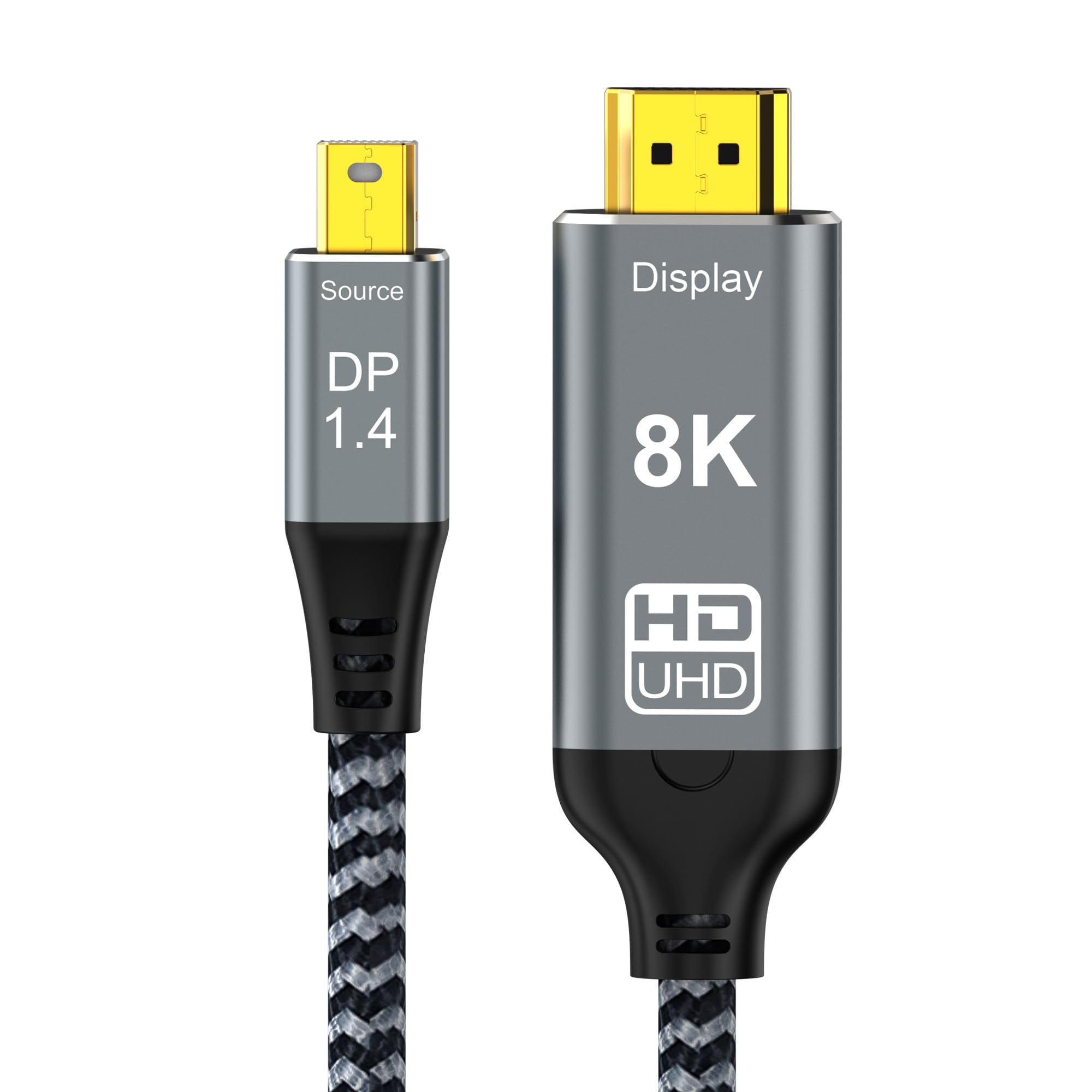 YIWENTEC 8K Mini DisplayPort to HDMI Cable Mini DP to HDMI 2.1 Supports 8K@60Hz 4K@120Hz HDR Aluminum Shell (1M)