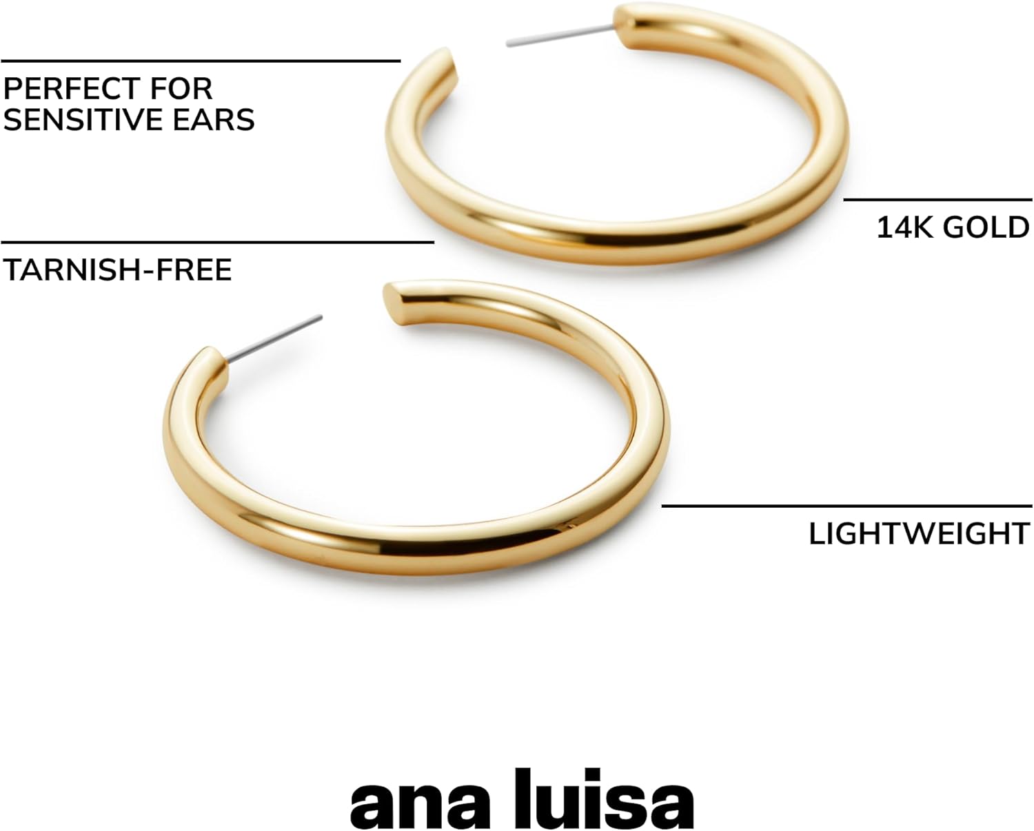 Ana Luisa Hoop Earrings for Women - 14K Gold Plated & Silver Rhodium Plated Assorted Earring Styles - Dainty, Small Gold Hoop Earrings - Hypoallergenic Tarnish-Free Jewelry - Image 4