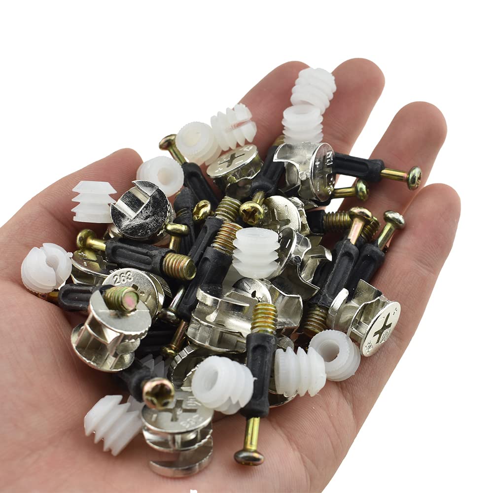 Hahiyo Furniture Connector Cam Lock Fittings Dowel Flat Back Fastener