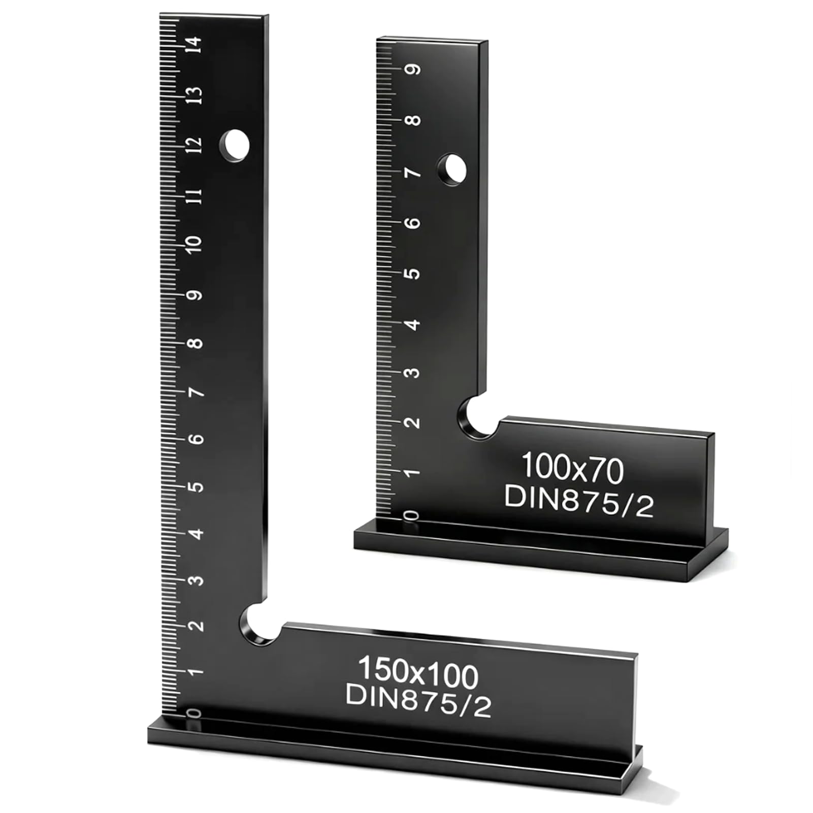 2Pcs Escuadra Carpintero con Escala de Precisión (cm), Juego de Escuadras Carpintero Aluminio 100 x 70mm y 150 x 100mm para Laboratorio, Estructuras Metálicas, Ingeniería y Taller