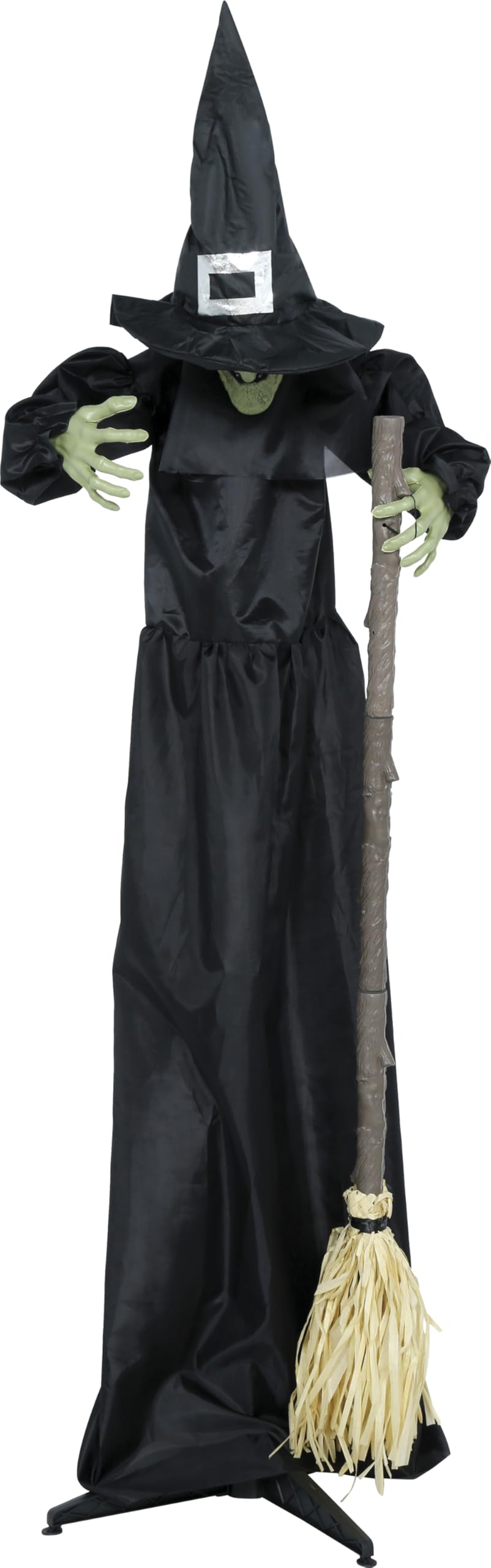 FIESTAS GUIRCA | Bruja Susto con Luz, Sonido y Movimiento (185 cm) - Decoración de Halloween para Fiestas y Celebraciones - Ideal para Ambientes Terroríficos y Escenarios de Miedo - Negro y Verde