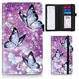 Leather Check Book Cover for Personal Checkbook and Register Butterflies Purple Bling Sparkle Glitte