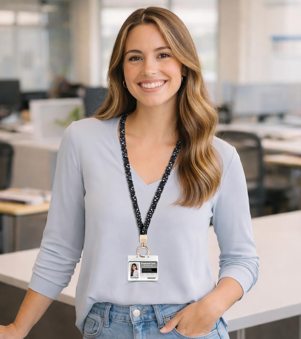 Teacher Scrunchie Lanyard for ID Badge, Thin Stretchy Elastic Neck Keychain, Cute Hands Free Accessory for School - Image 3