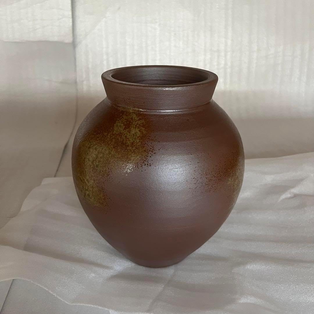 萬古焼 露光窯 冬柴文廣 燻雪囲イ 花入 花瓶 焼締 華道具 師：大樋長左衛門