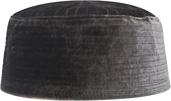 TheKufi Grey Semi-Rigid Handmade Velveteen Kufi Hat Cap Crown