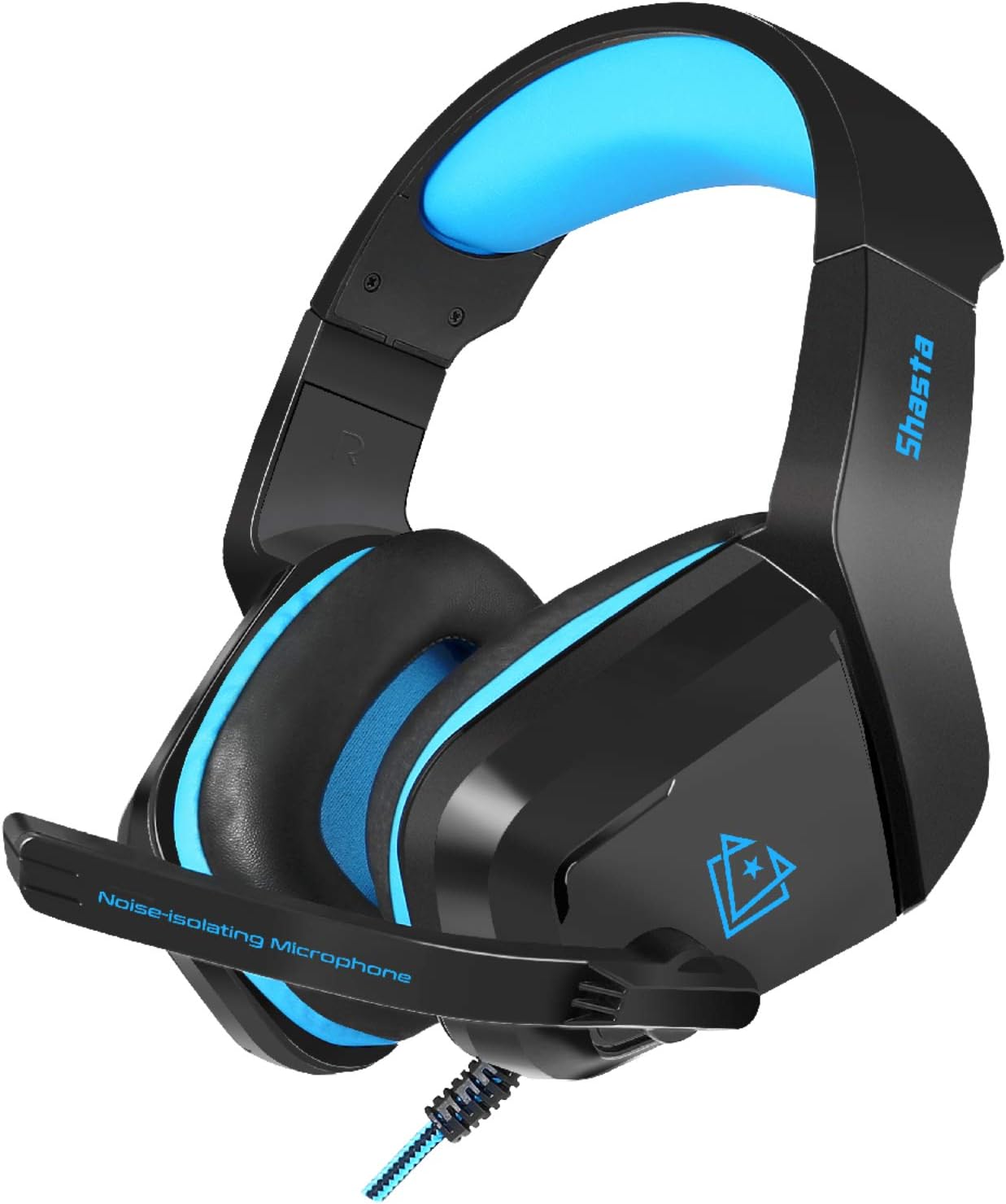 VertuxShasta Noise Isolation Over-Ear Gaming Wired Headset [2 Years-Warranty] | RGB LED 360 Audio Sound | Ear Cushions with Flexible Mic | 7.1 Surround Sound for Xbox, PS4, Smartphones, PC -Blue
