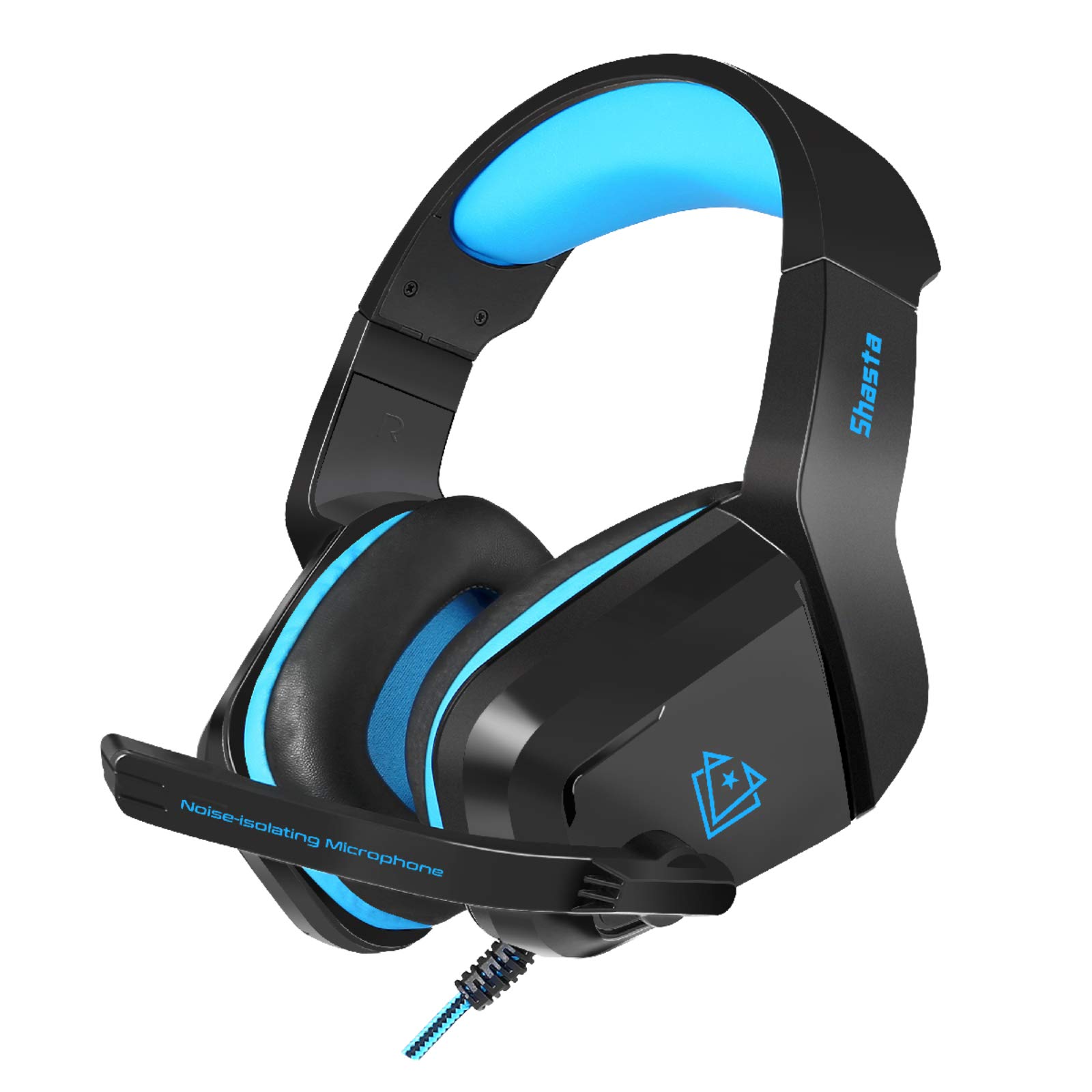 VertuxShasta Noise Isolation Over-Ear Gaming Wired Headset [2 Years-Warranty] | RGB LED 360 Audio Sound | Ear Cushions with Flexible Mic | 7.1 Surround Sound for Xbox, PS4, Smartphones, PC -Blue