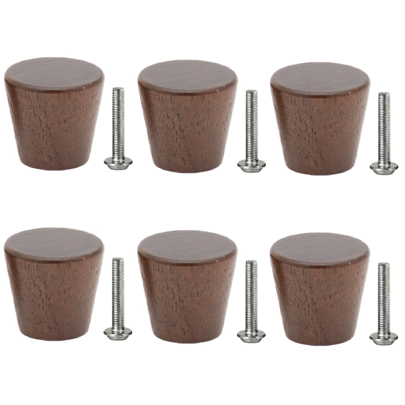 Sanchakou Black Walnut Cabinet Knobs 6Pcs Solid Wood Single Hole Beech Wood Handle Wardrobe Drawer Door Log Walnut Wood Handle 22Mm*20Mm