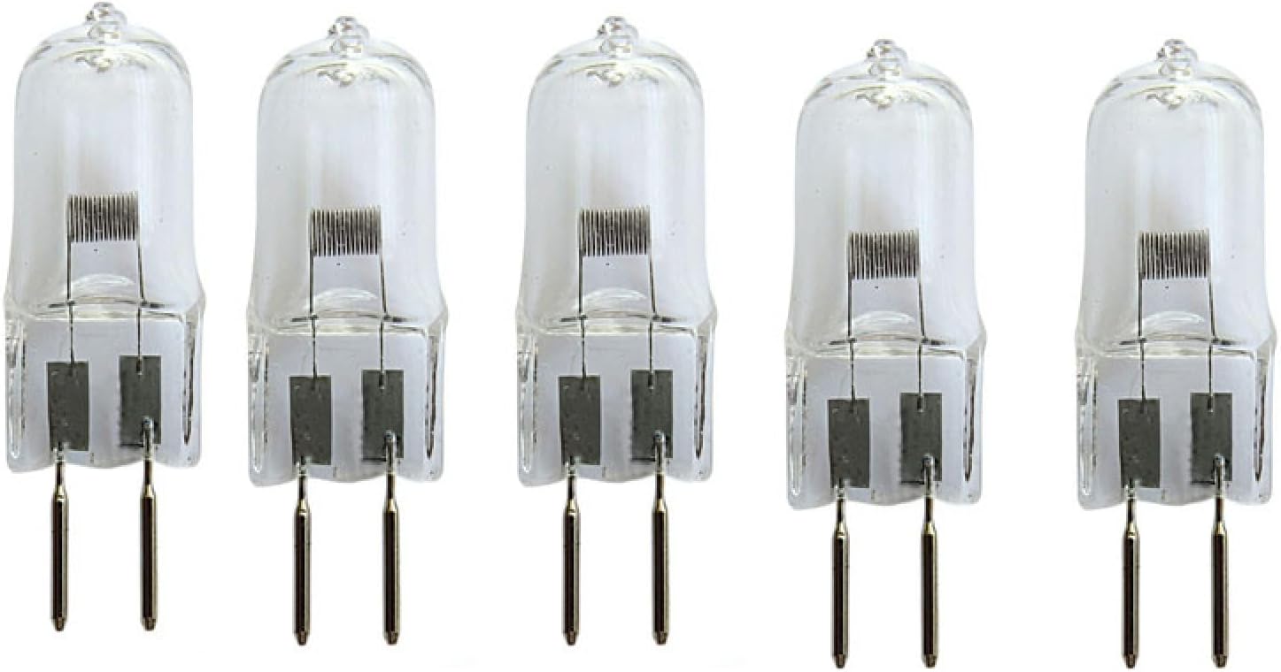 Clear Halogen Bulb G6.35Pack of 5 G6.35 Halogen Lamps 24 V 50 W Halogen Pin Base Lamp Warm White Gy6.35 Capsule Bulbs Dimmable for Lighting Effects and Projectors,150W