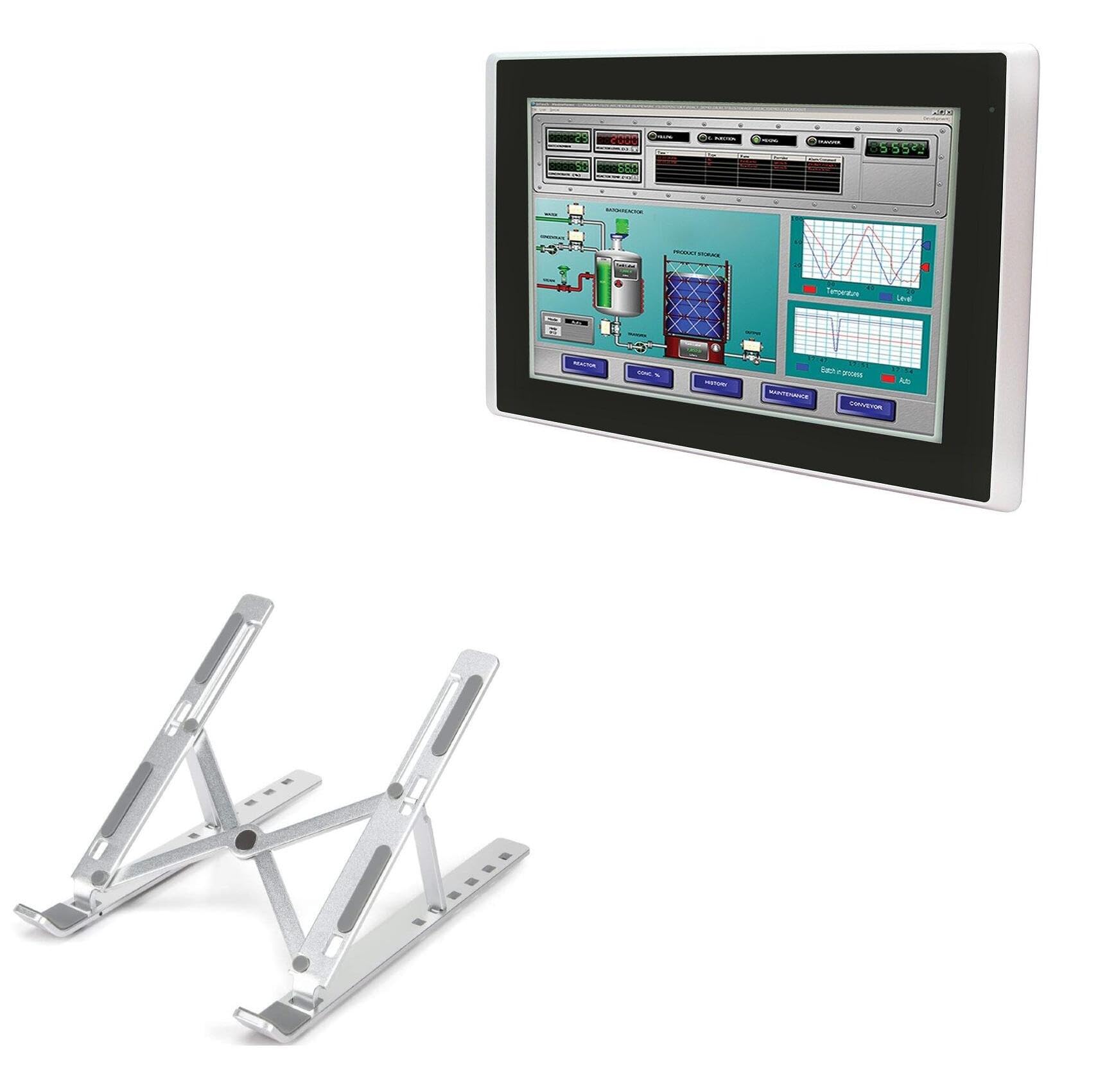 BoxWave Stand and Mount Compatible with AIS HMI-TCND0U-18AC - Compact QuickSwitch Laptop Stand, Portable Multi Angle Viewing Foldable Riser - Metallic Silver