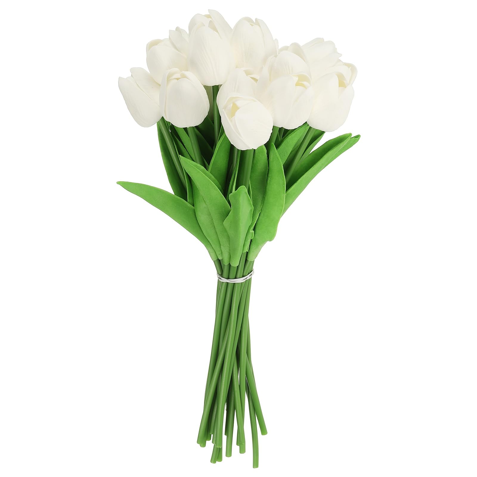 Tulipes artificielles en soie blanche (lot de 20) pour decoration de table et bouquet de mariage