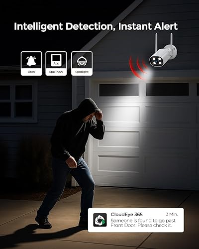 Miniatura 6 de Camcamp Sistema de cámara de seguridad inalámbrica con monitor de pantalla táctil de 7 pulgadas y 2 cámaras de seguridad con cable 2K para