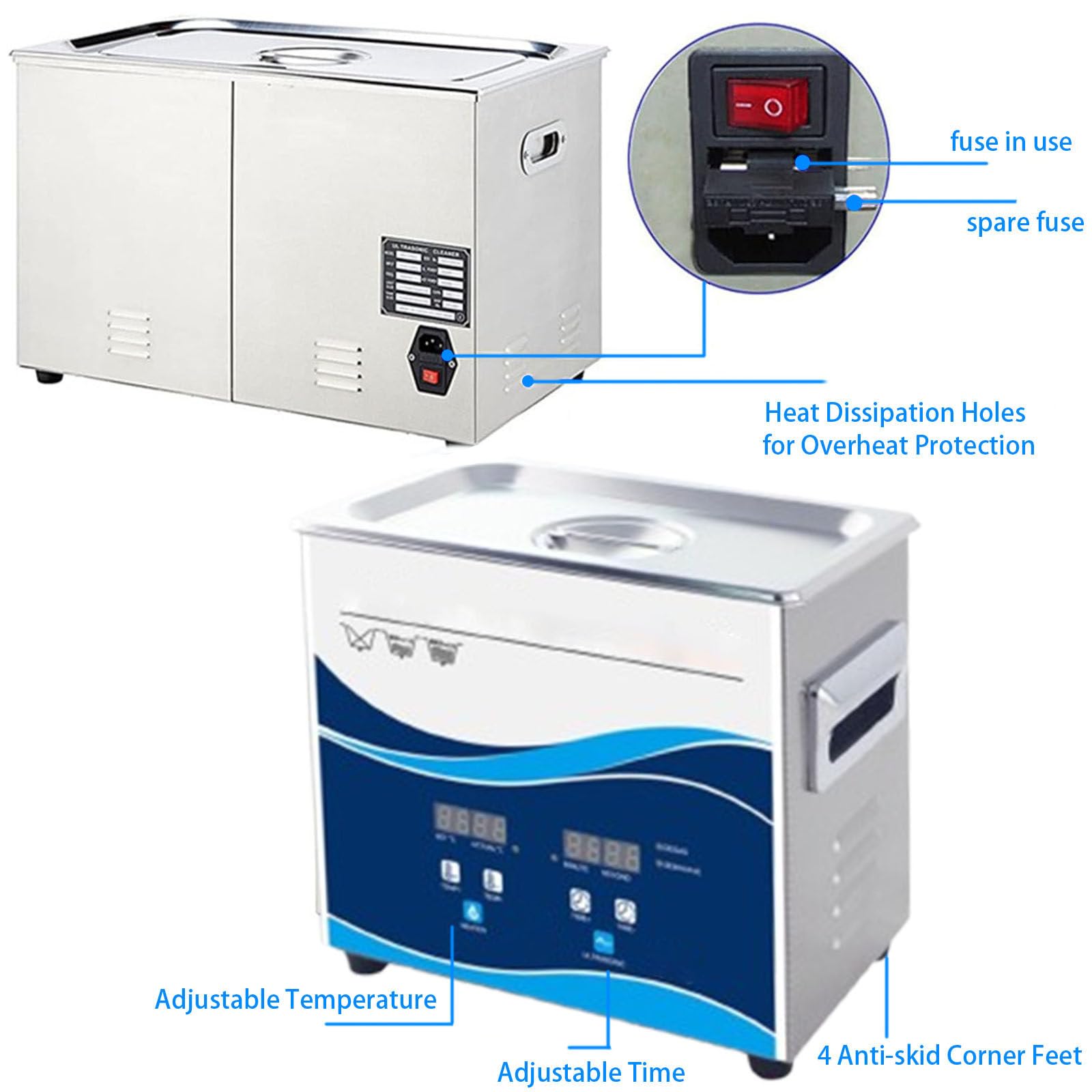 Pulitore ad ultrasuoni da 180 W con timer, macchina rotativa automatica per gioielli e dischi in vinile, dispositivo di pulizia professionale