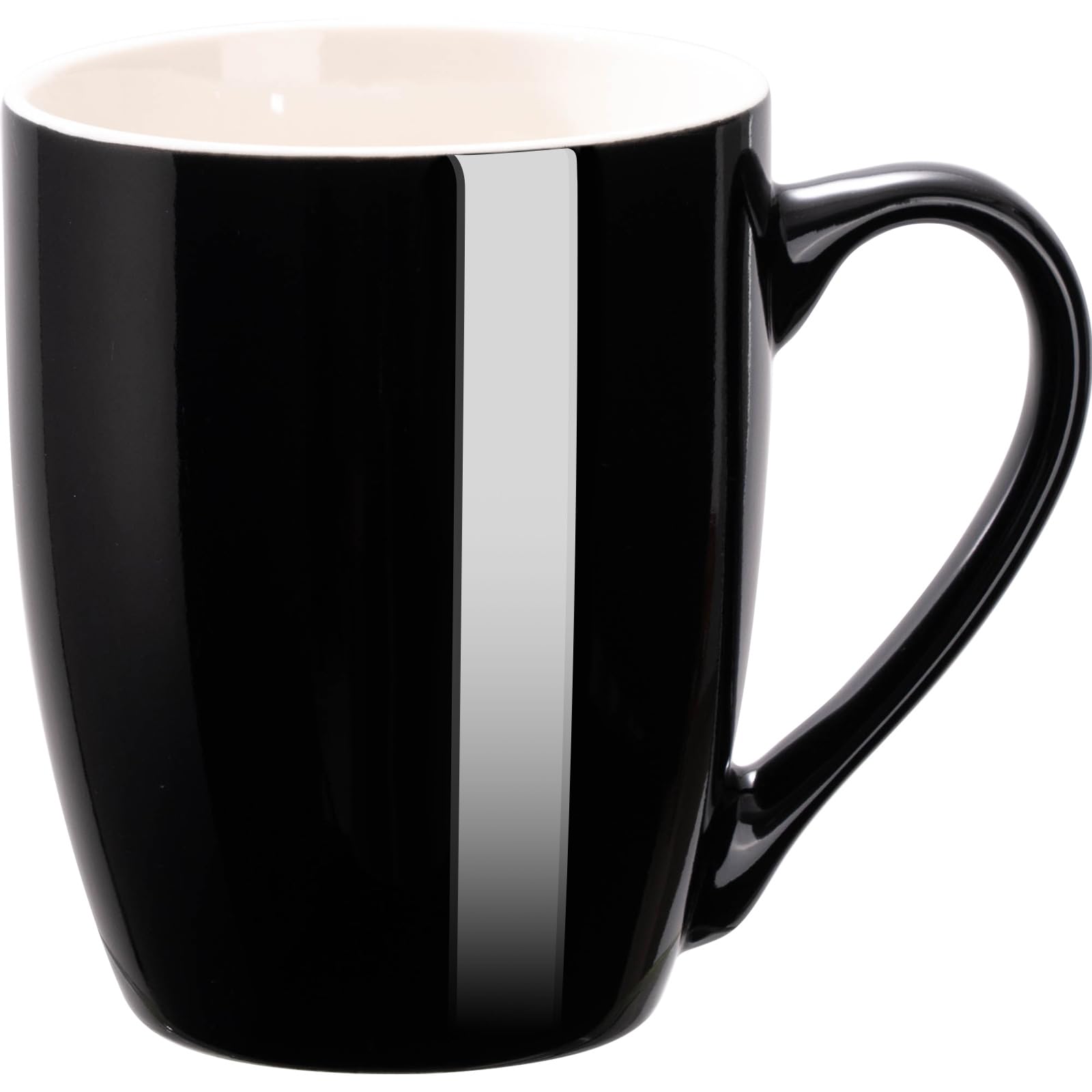 Coffee Mug Ceramic, Black Coffee Cups Ceramic, 12 Oz Large Coffee Mug for Latte, Tea, Cappuccino, Cocoa-Microwavable