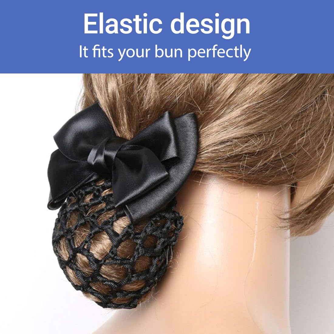 2 Pezzi Retina per Capelli Chignon, Fermaglio a Scatto Con Fiocco, per Acconciature da Balletto, Retine per Capelli Chignon, Fermaglio per Capelli a Scatto con Fiocco e Retina per Ragazze e Donne