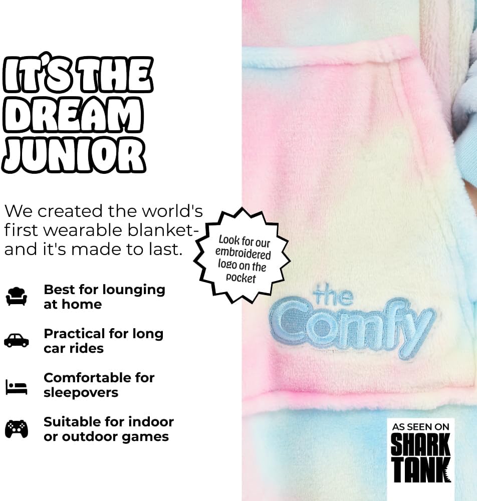 THE COMFY Dream Jr for Kids | Lightweight Microfiber Fleece Wearable Blanket with Hood & Pocket | Seen on Shark Tank - Image 2