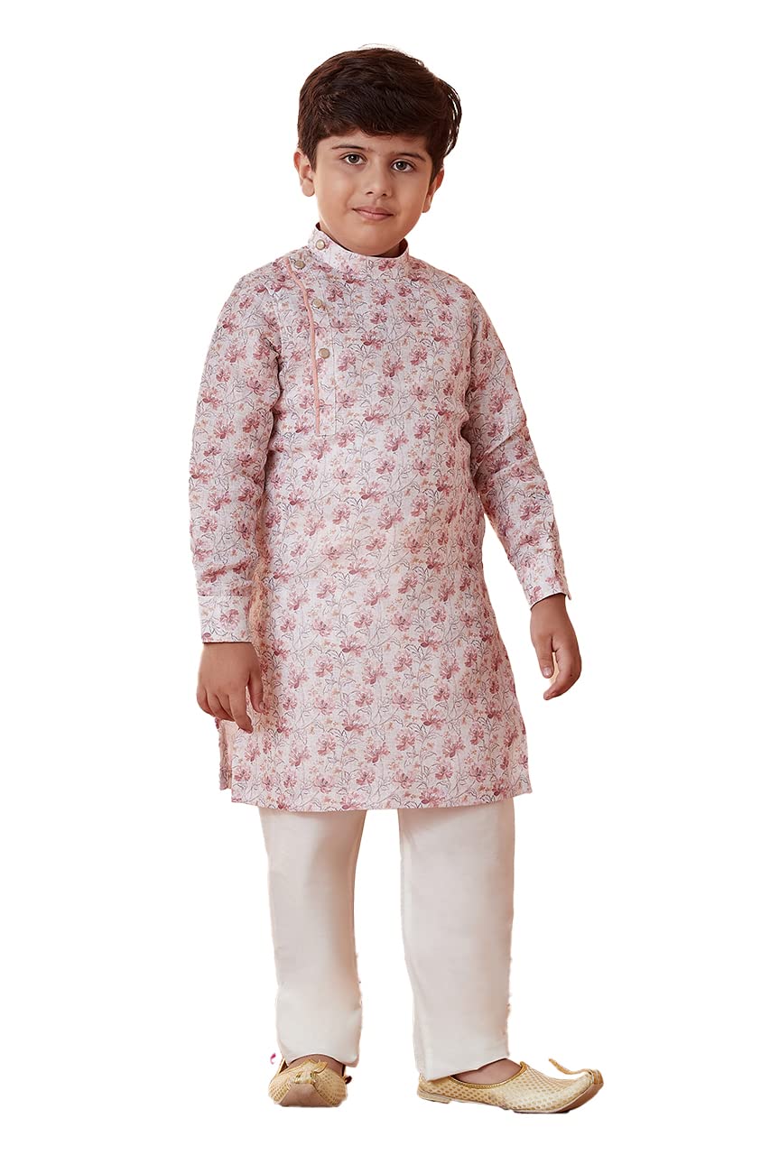 Manyavar Boy's Blended Cotton Full Sleeve Printed Kurta & Pajama Set(8-10 Years)