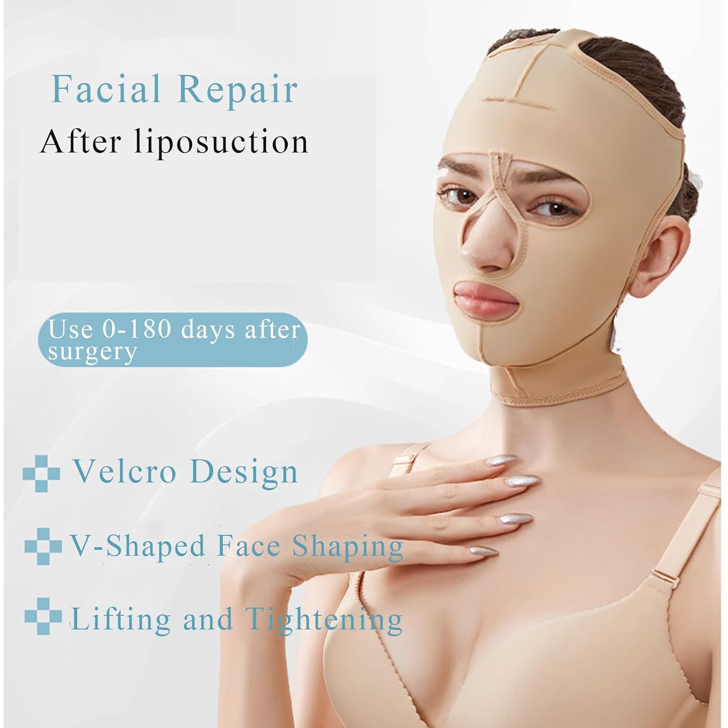 Face Toning Belts Face Toning Belts Full Face Lift Strap V Line, Reusable Facial Cheek Chin Slimming Belt Strap for Women(Large)